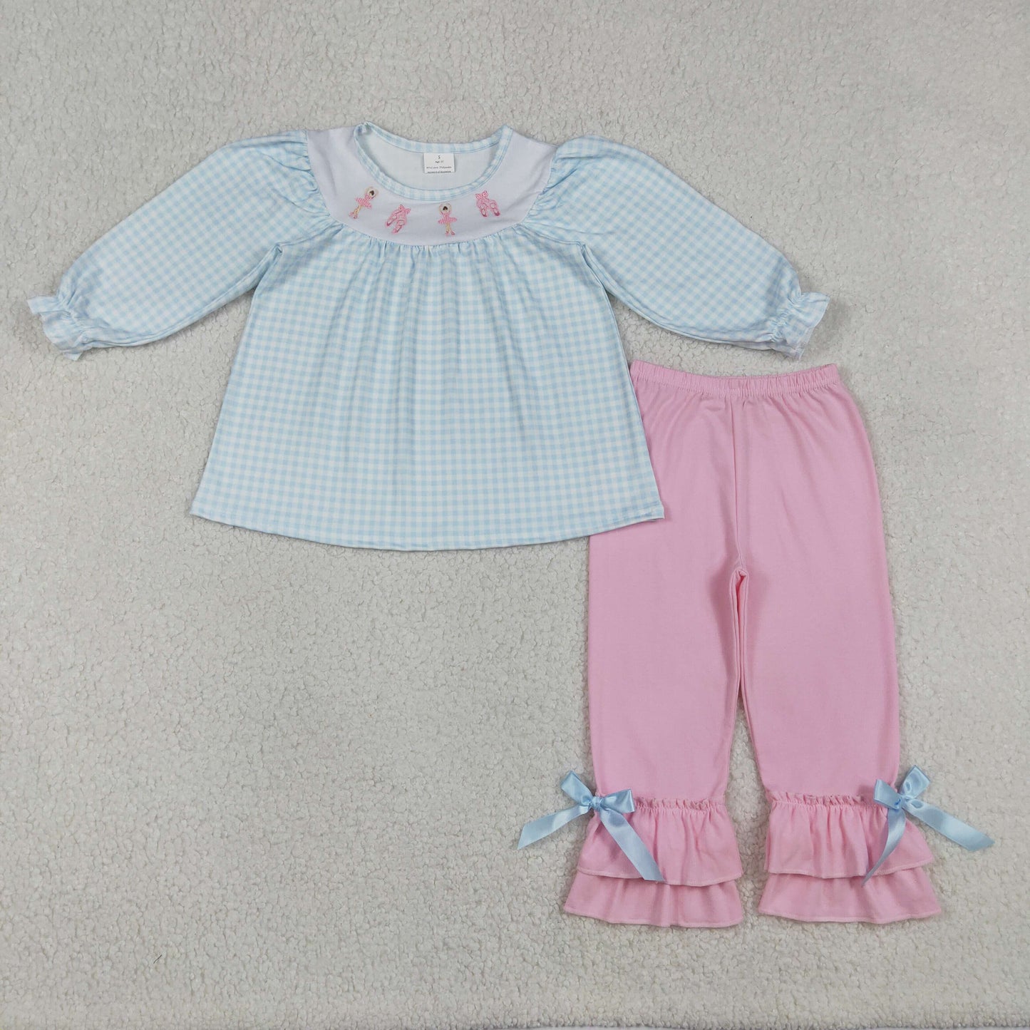 Sibling Baby Girls Embroidery Bows Hearts Tunic Ruffle Pants Valentines Clothes Sets