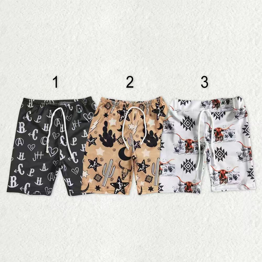 Sibling Baby Boys Western Cows Cactus Swimsuits Trunks