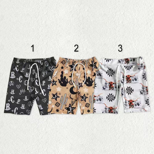 Sibling Baby Boys Western Cows Cactus Swimsuits Trunks