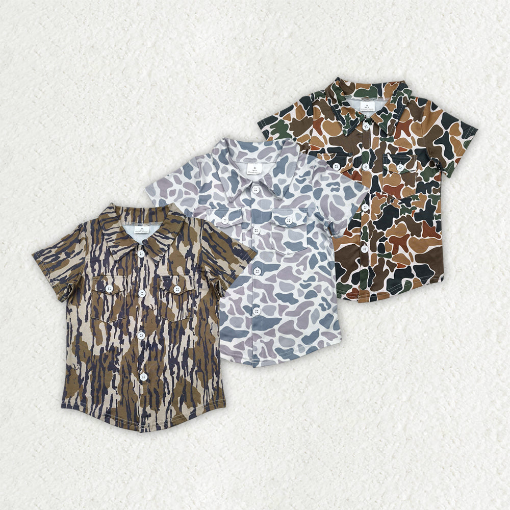 Sibling Baby Boys Western Camo Short Sleeves Button Pockets Shirts Tops