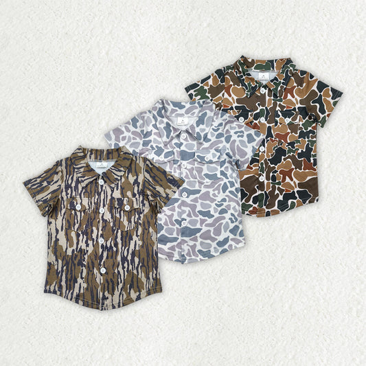 Sibling Baby Boys Western Camo Short Sleeves Button Pockets Shirts Tops