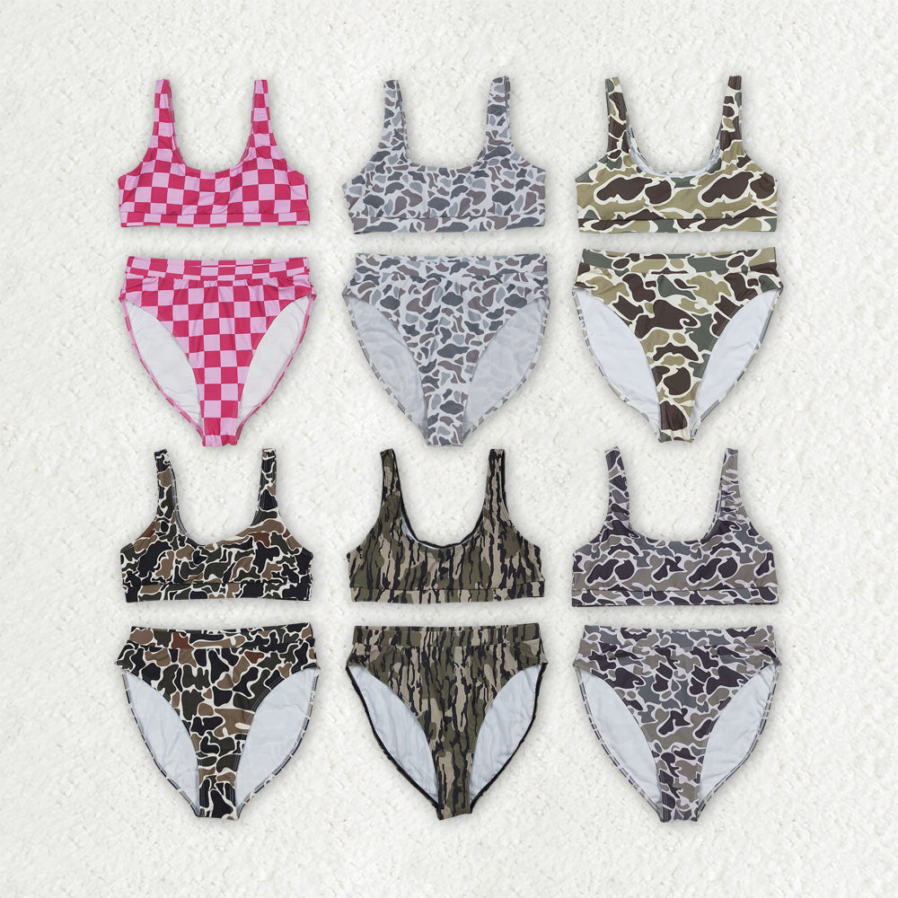 Sibling Adult Women Western Camouflage Top Bummies 2pcs Bikini Swimsuits Sets