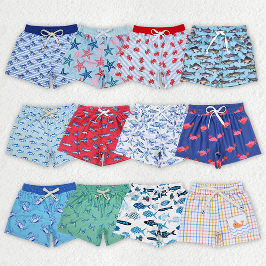 Sibling Baby Boys Summer Crab Fishes Trunks Swimsuits Swimwear