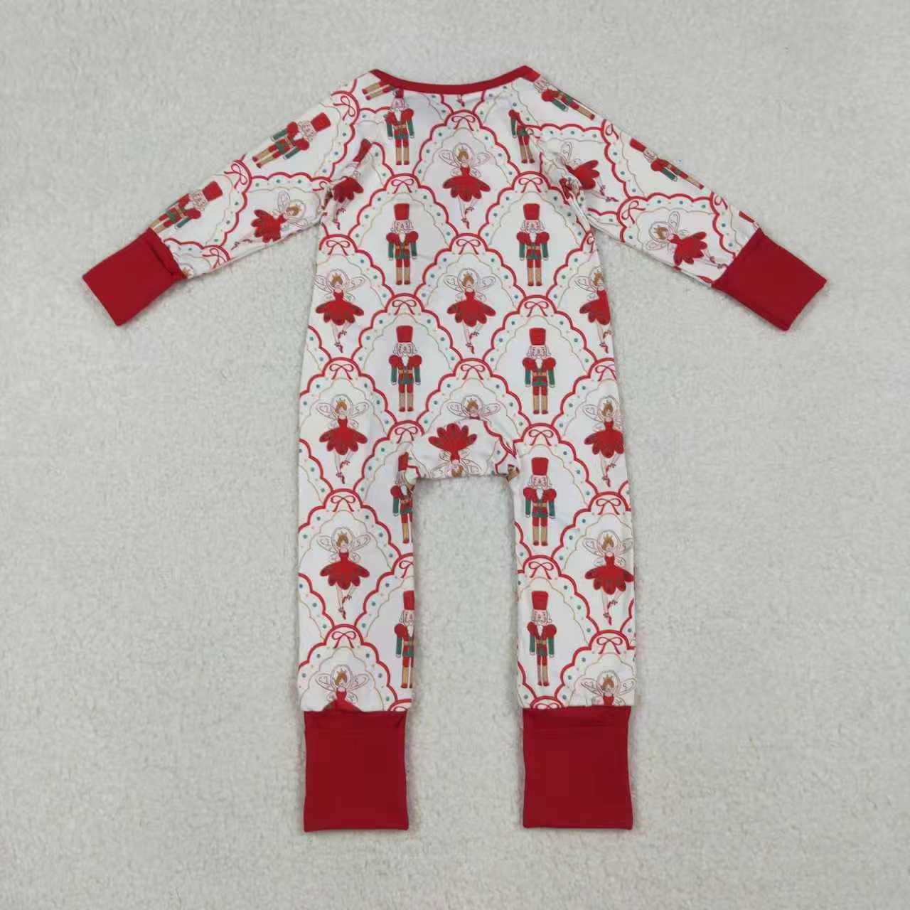 Sibling Baby Girls Bows Soldiers Dancers Checked Pant Christmas Pajamas Sets Zipper Rompers