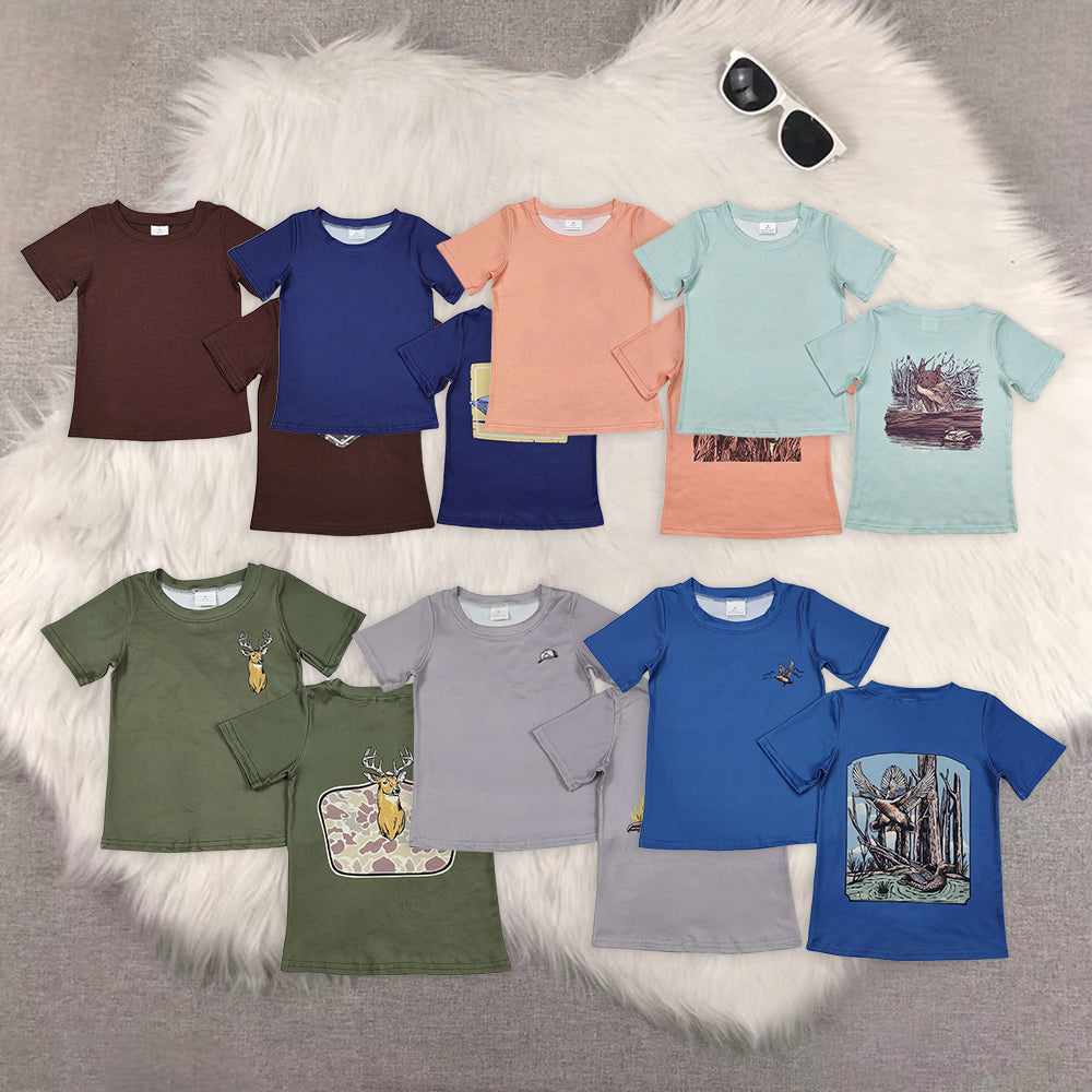 Sibling Baby Boys Short Sleeves Dog Deer Ducks Western Hunting Tee Shirts Tops
