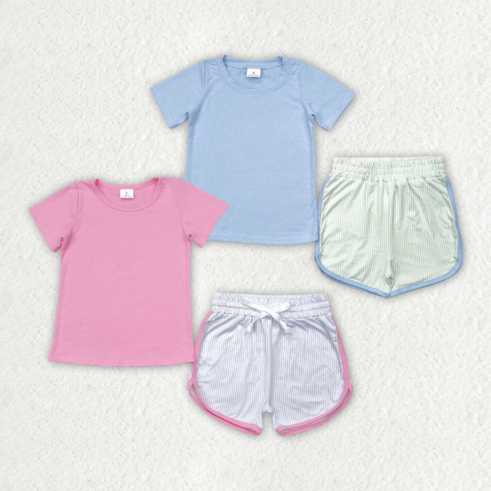 Sibling Baby Kids Short Sleeves Top Stripe Short Summer Set