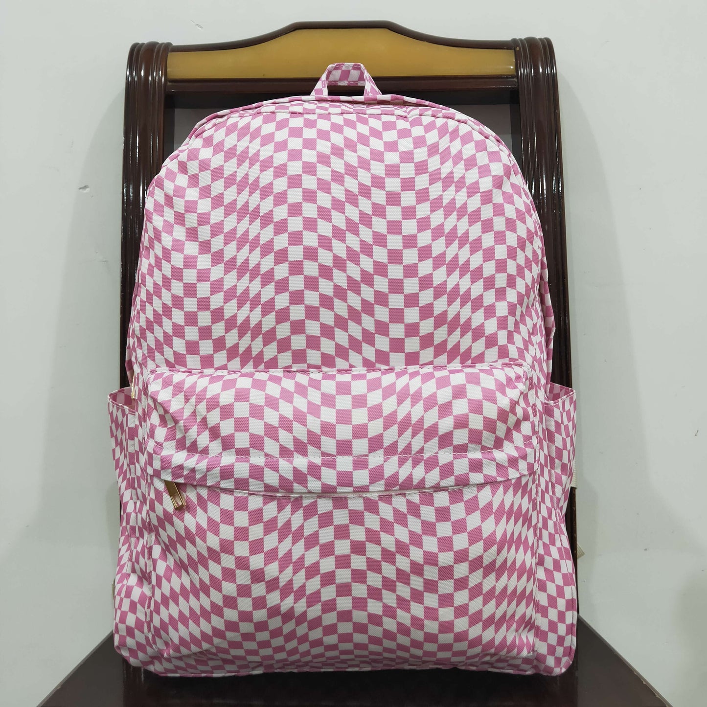 BA0245 toddler backpack pink gingham baby gift preschool bag