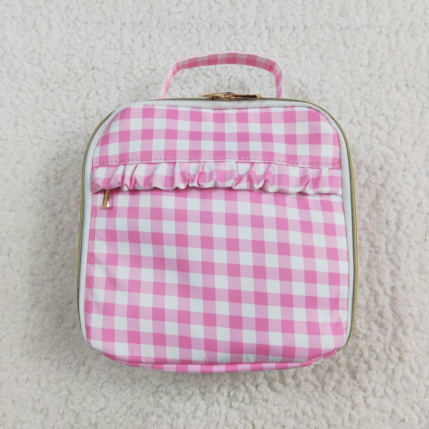 BA0283 baby bag pink gingham baby lunch box bag