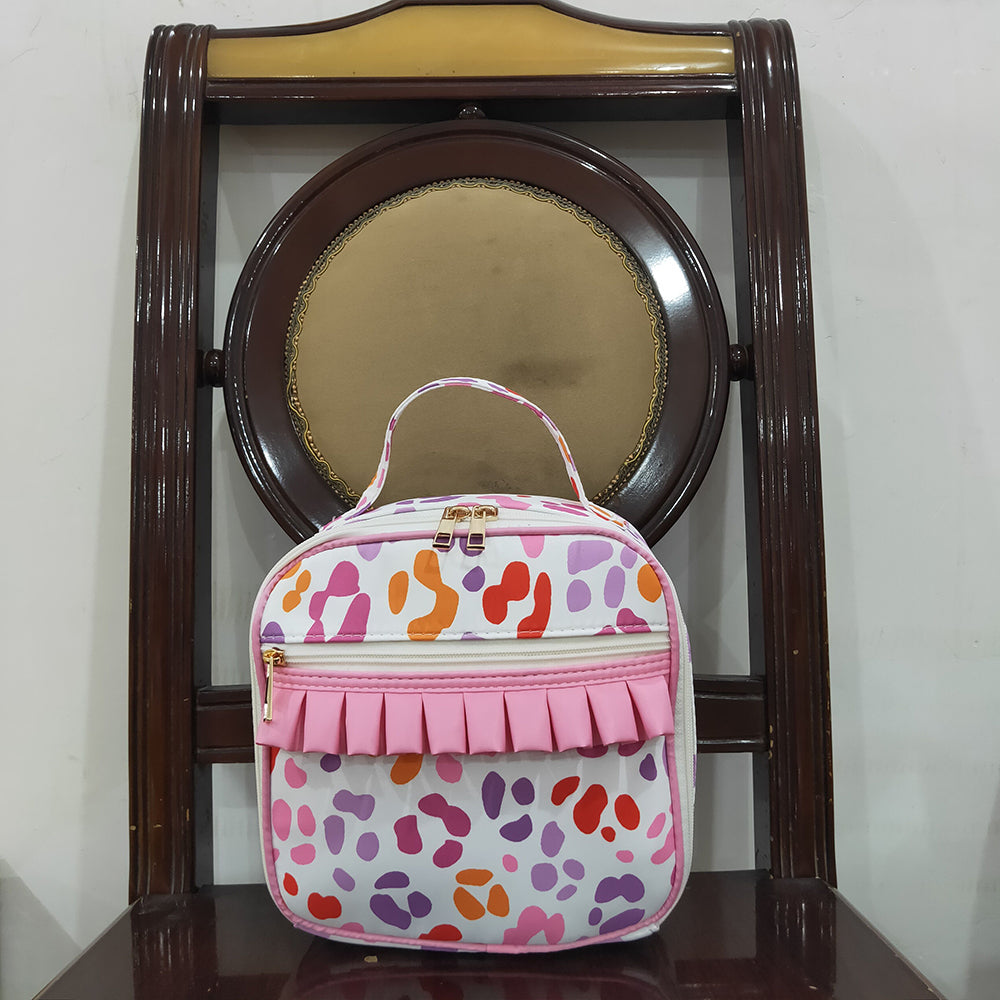 BA0309 baby bag pink ruffle leopard lunch boxes bags