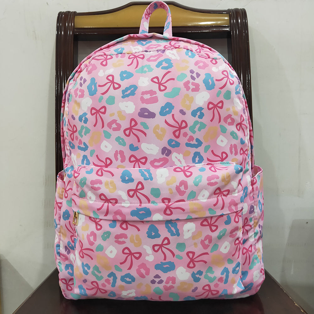 BA0319 baby girls pink bows leopard back to school backpacks bags