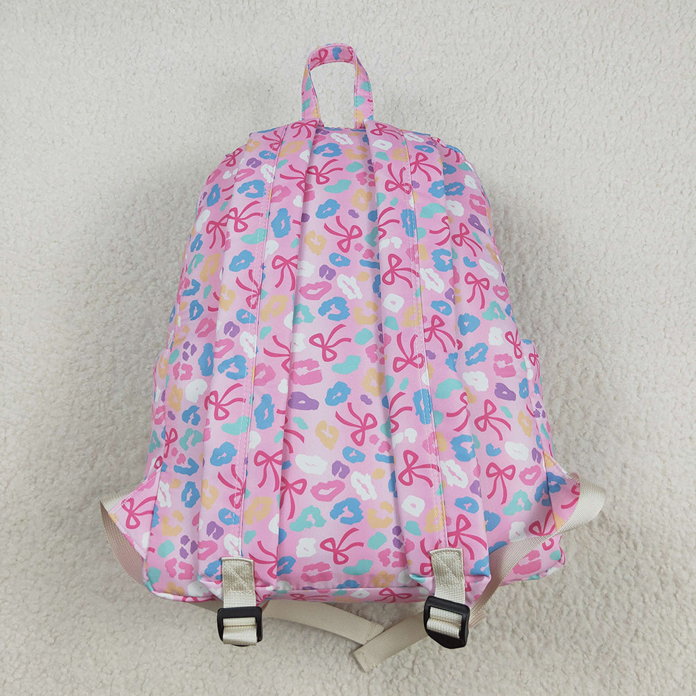 BA0319 baby girls pink bows leopard back to school backpacks bags