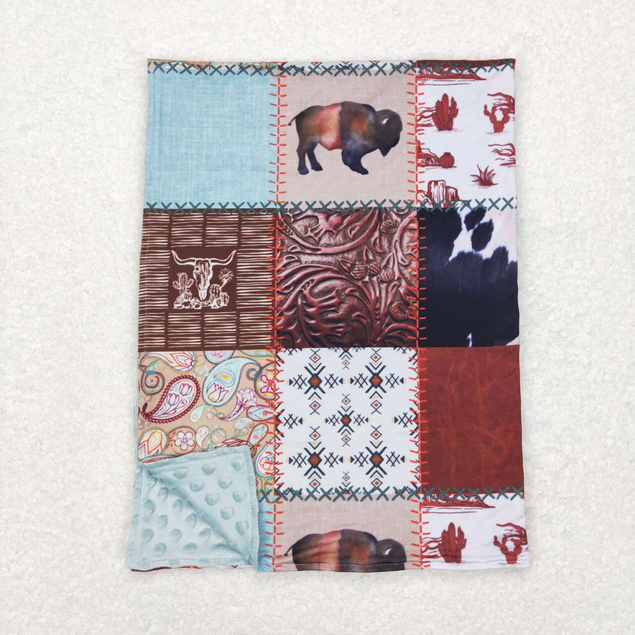 BL0080 baby newborn cow western blanket