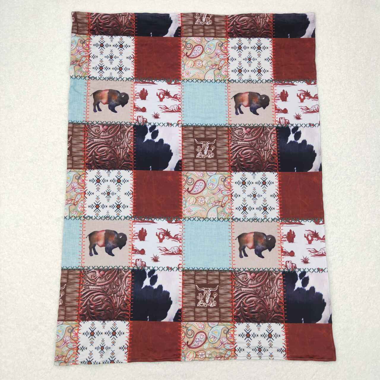 BL0080 baby newborn cow western blanket
