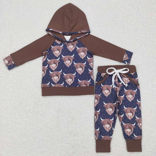 BLP0365 boys cowboy winter hoodies set