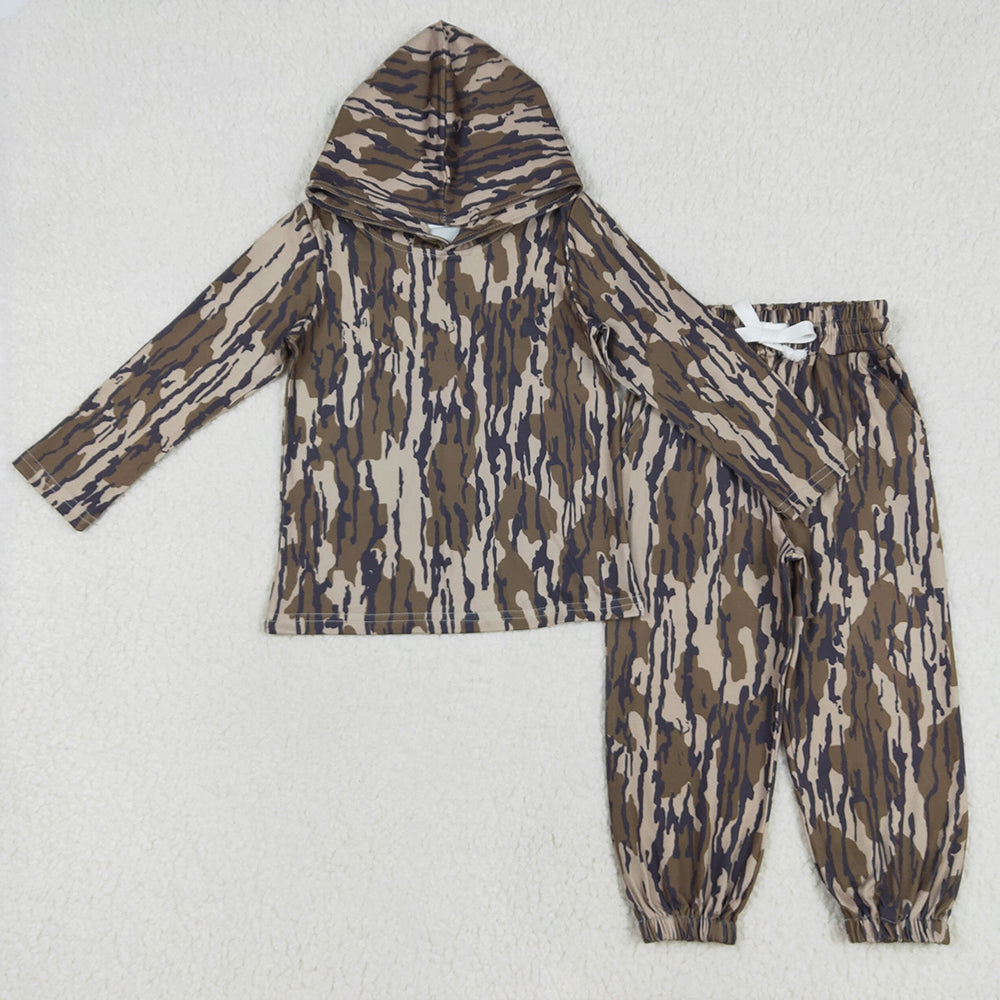 BLP1064 Kids Bottomland Camouflage Camo Hoodie Top Jogger Outfits Sets