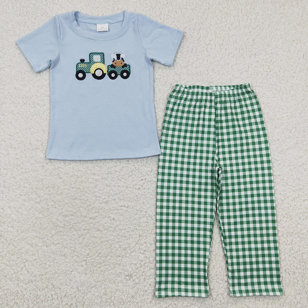 Sibling Baby Boys Embroidery Hunting Short Sleeve Shirt Pants Clothes Sets