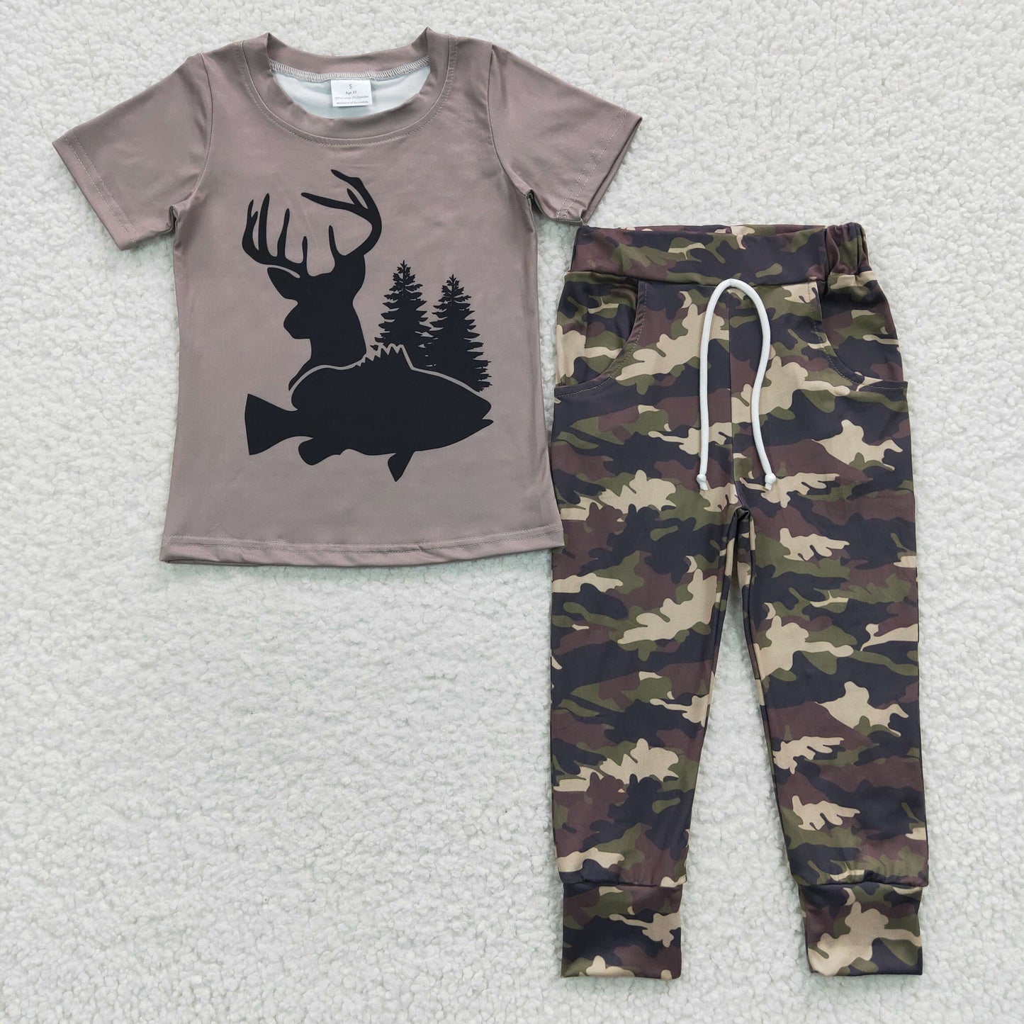 boys deer tops Camo bottoms sets BSPO0108