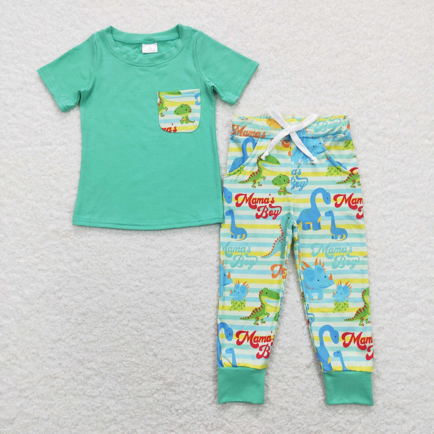 Sibling Baby Boys Short Sleeve Mama's Boy Top Legging Pants Pajamas Clothes Sets