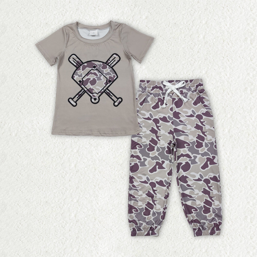 BSPO0654 Baby Boys Southern Grey Camo Baseballs Pockets Joggers Team Clothes Sets
