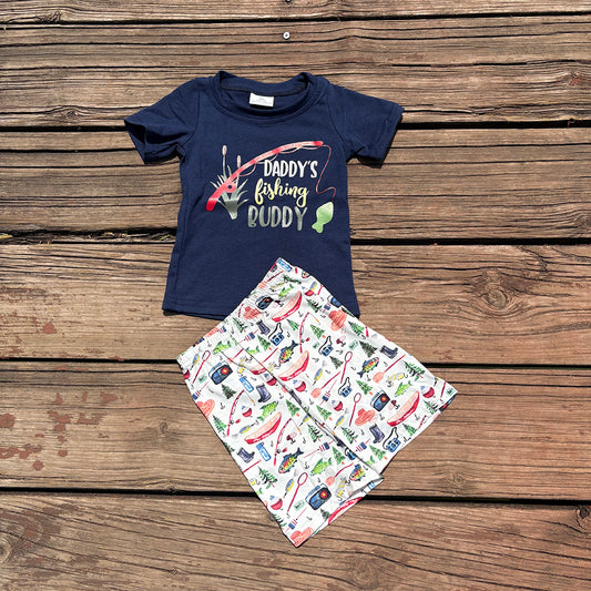 Daddy's fishing buddy boys tops shorts Set BSSO0152