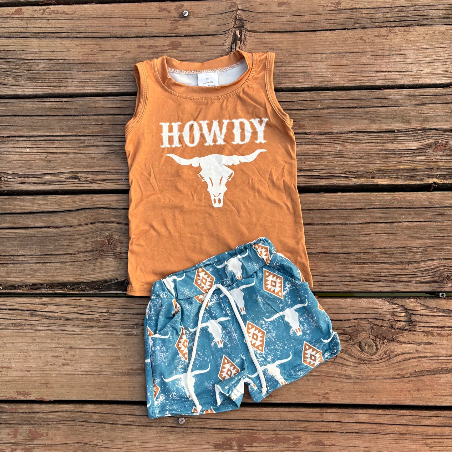 Sibling Baby boys summer western tank top shorts outfits sets