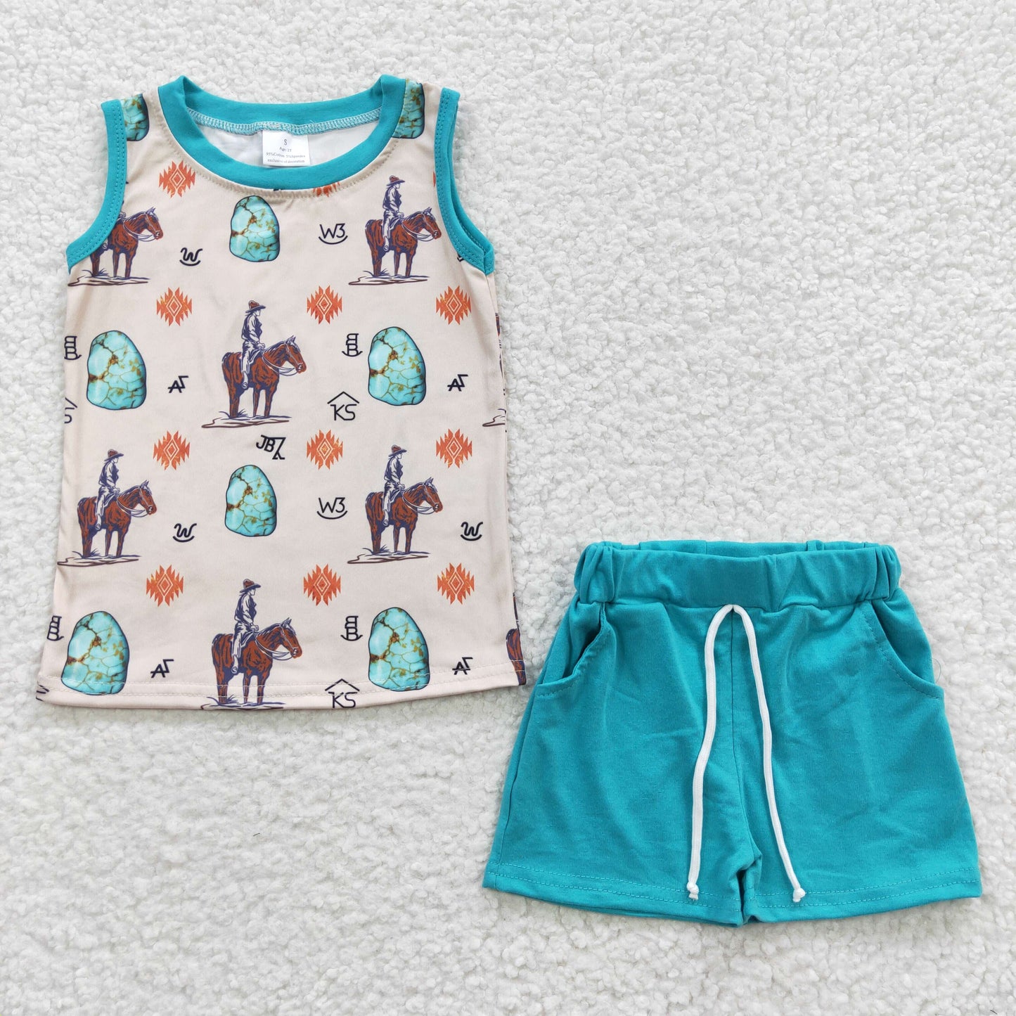 Sibling Baby Boys Sleeveless Vest Tee Shirt Shorts Western Clothes Sets