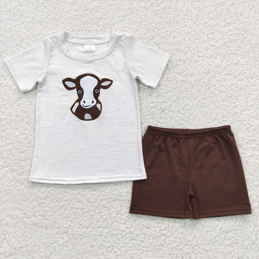 Sibling Boys Baby Girls Western Sunflower Cow Outfits Suits
