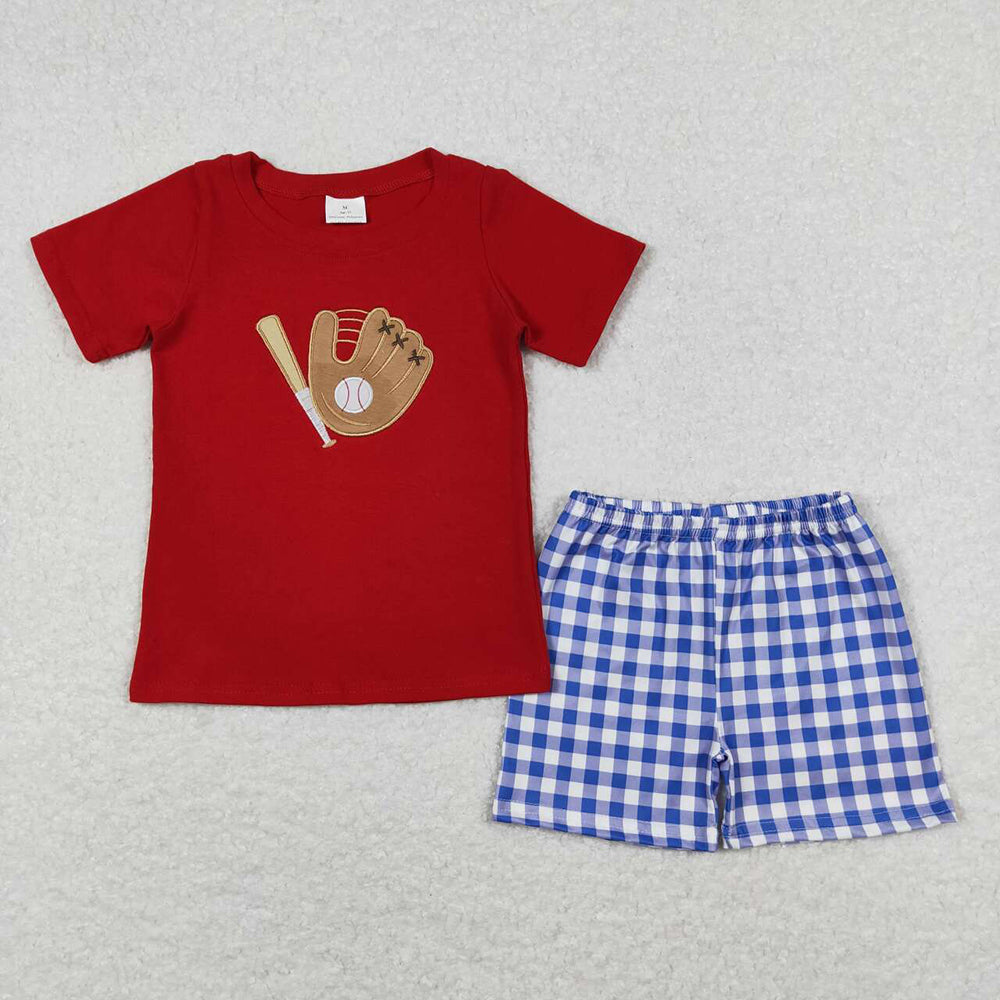 BSSO0353 baby boys embroidery baseball summer outfits