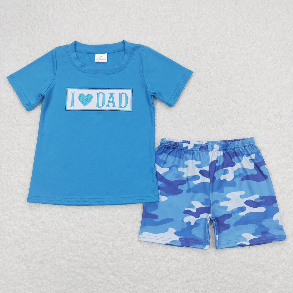BSSO0455 baby boy clothes l love dad blue camo summer outfits