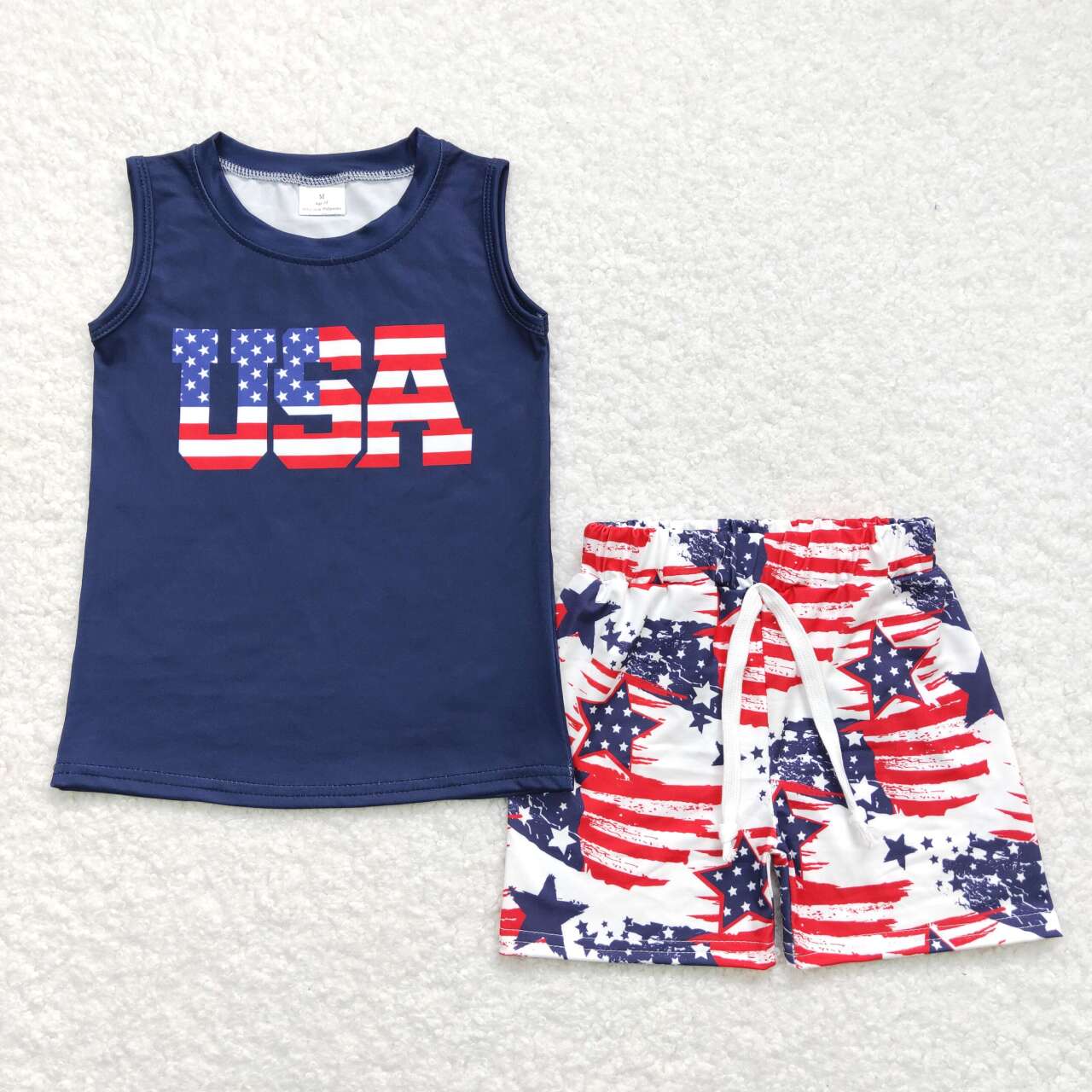 Sibling Baby Boys 4th Of July Stars Sleeveless Tee Shirts Shorts Sets