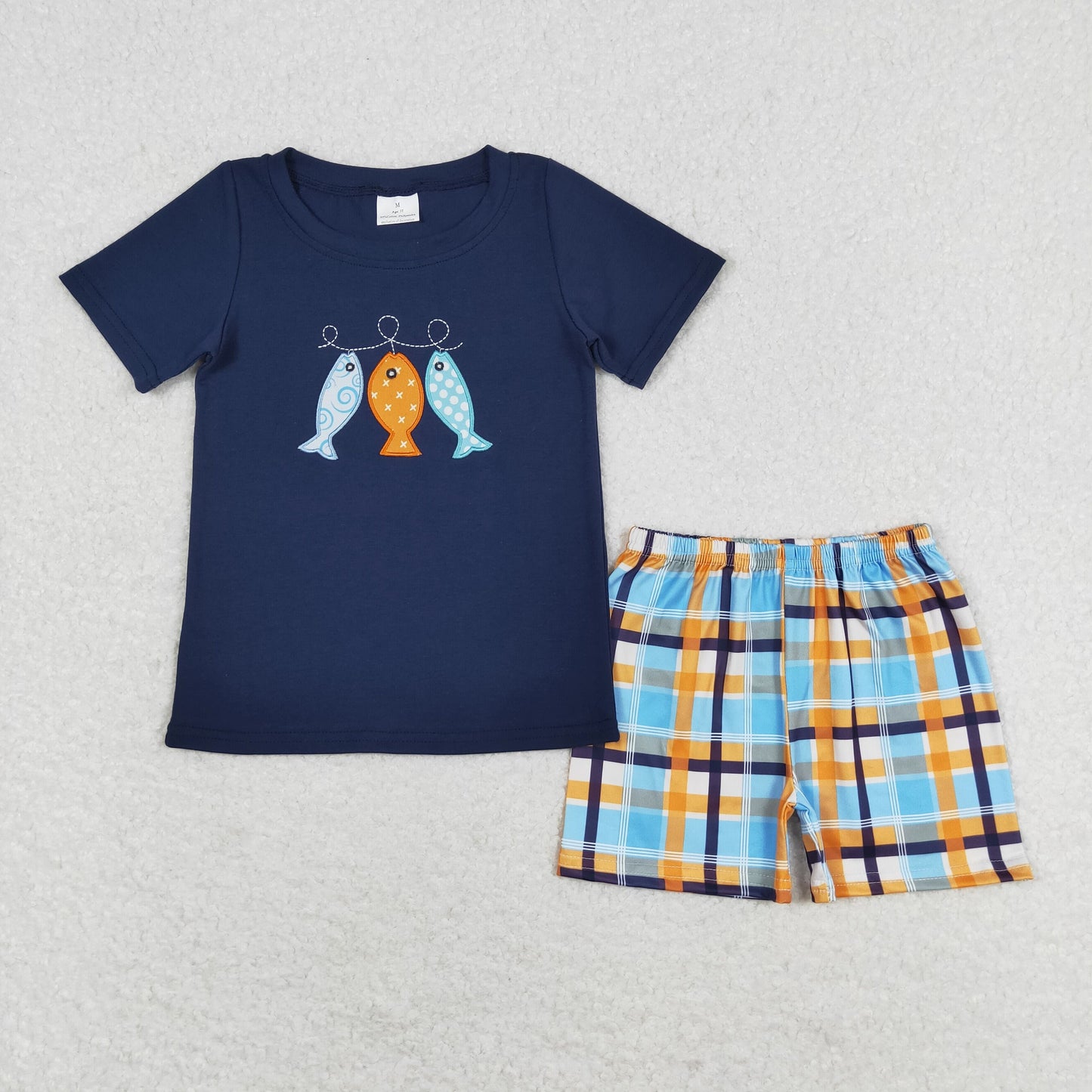 BSSO0465 baby boy clothes embroidery fishing boy summer outfits