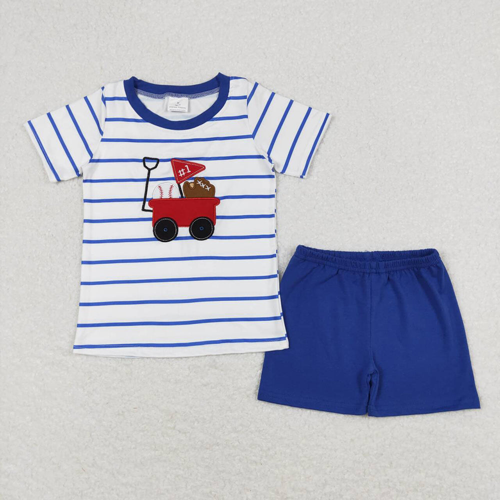 BSSO0540 baby boys embroidery stripes baseball shirt summer outfits