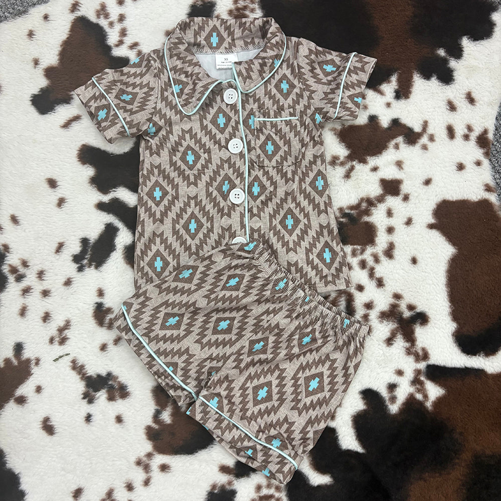 BSSO0560 baby boy clothes aztec boy summer pajamas outfit