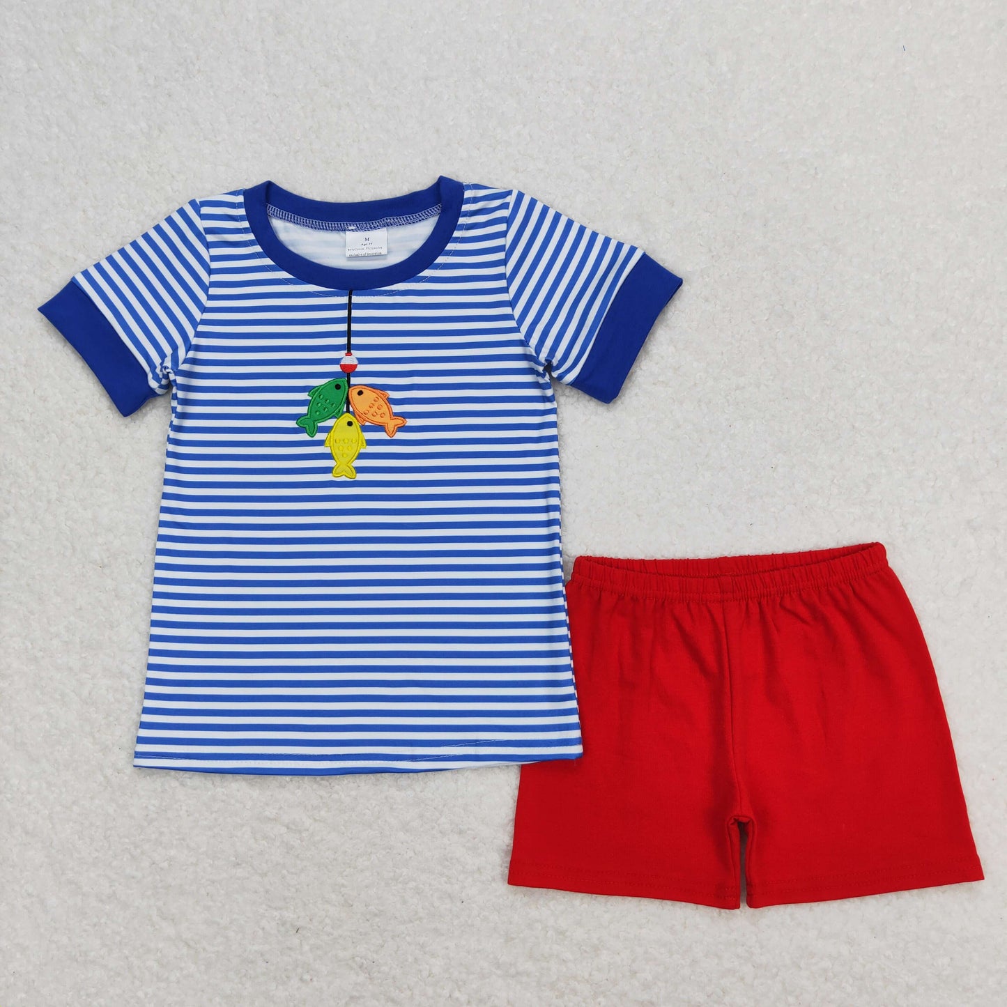 Sibling Baby Boys Embroidery Fishing Tee Shirts Summer Shorts Clothes Sets