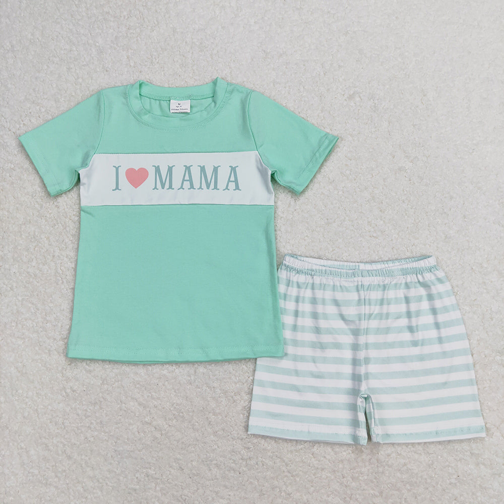 BSSO0751 baby boy clothes i love mama toddler mother's day summer outfit