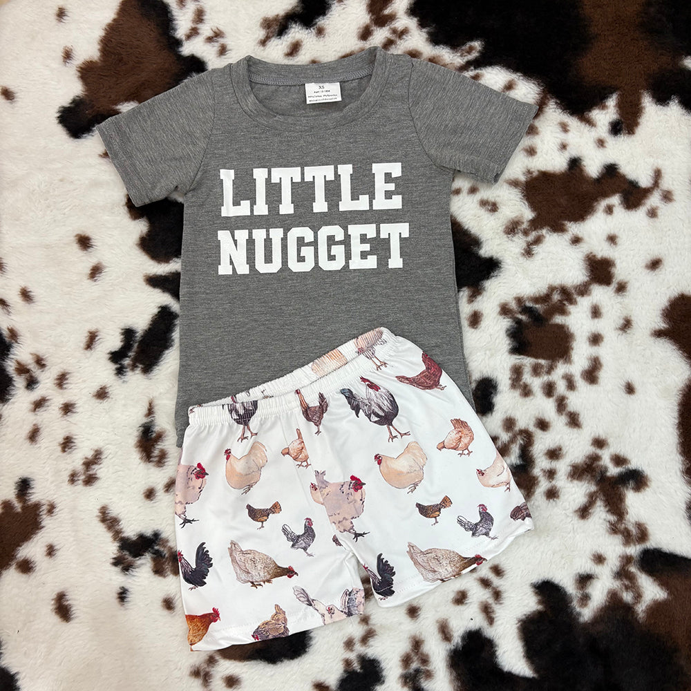 Little Nugget Boys Shirt Chicken Farm Shorts Summer Outfits BSSO0943
