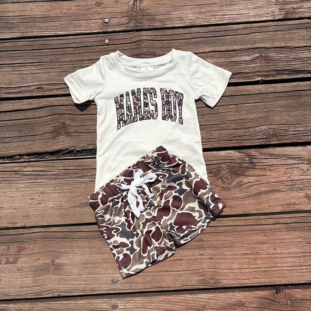 Sibling Baby Boys Mama's Boy Tops Camouflage Shorts Outfits