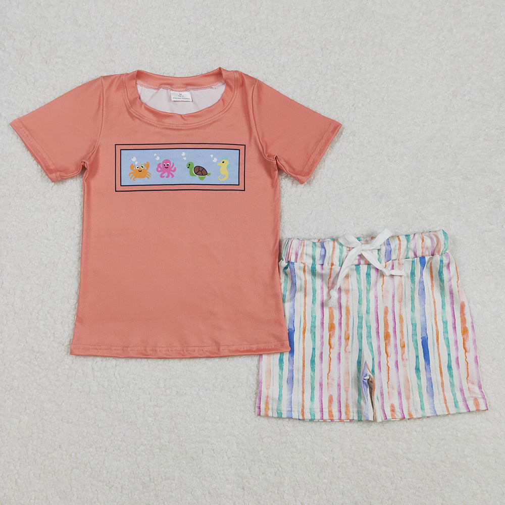BSSO1278 baby boys clothes sea animals shorts summer outfits