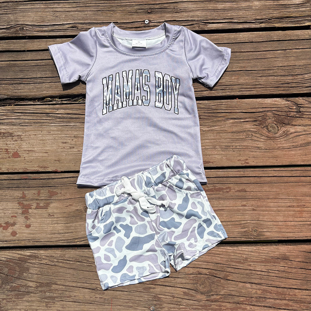 Sibling Baby Boys Mama's Boy Tops Camouflage Shorts Outfits