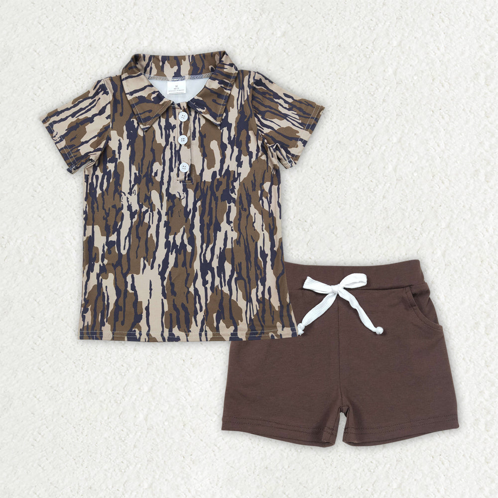 BSSO1489 Baby Boys Camouflage Pullover tops summer shorts outfits sets