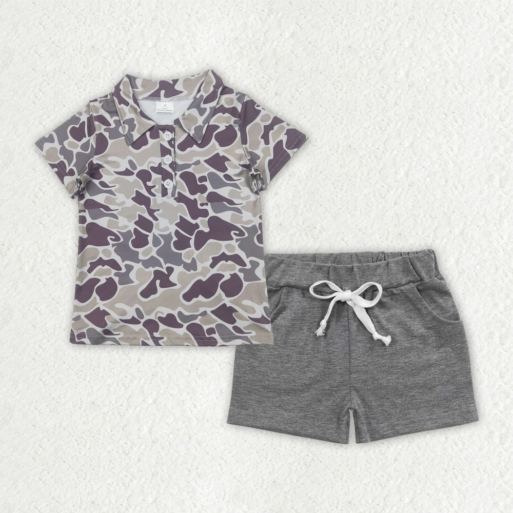 BSSO1490 Baby Boys Camouflage Pullover tops summer shorts outfits sets