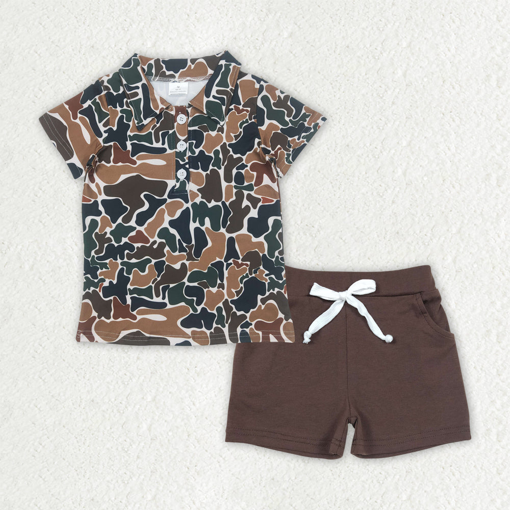 BSSO1493 Baby Boys Camouflage Pullover tops summer shorts outfits sets