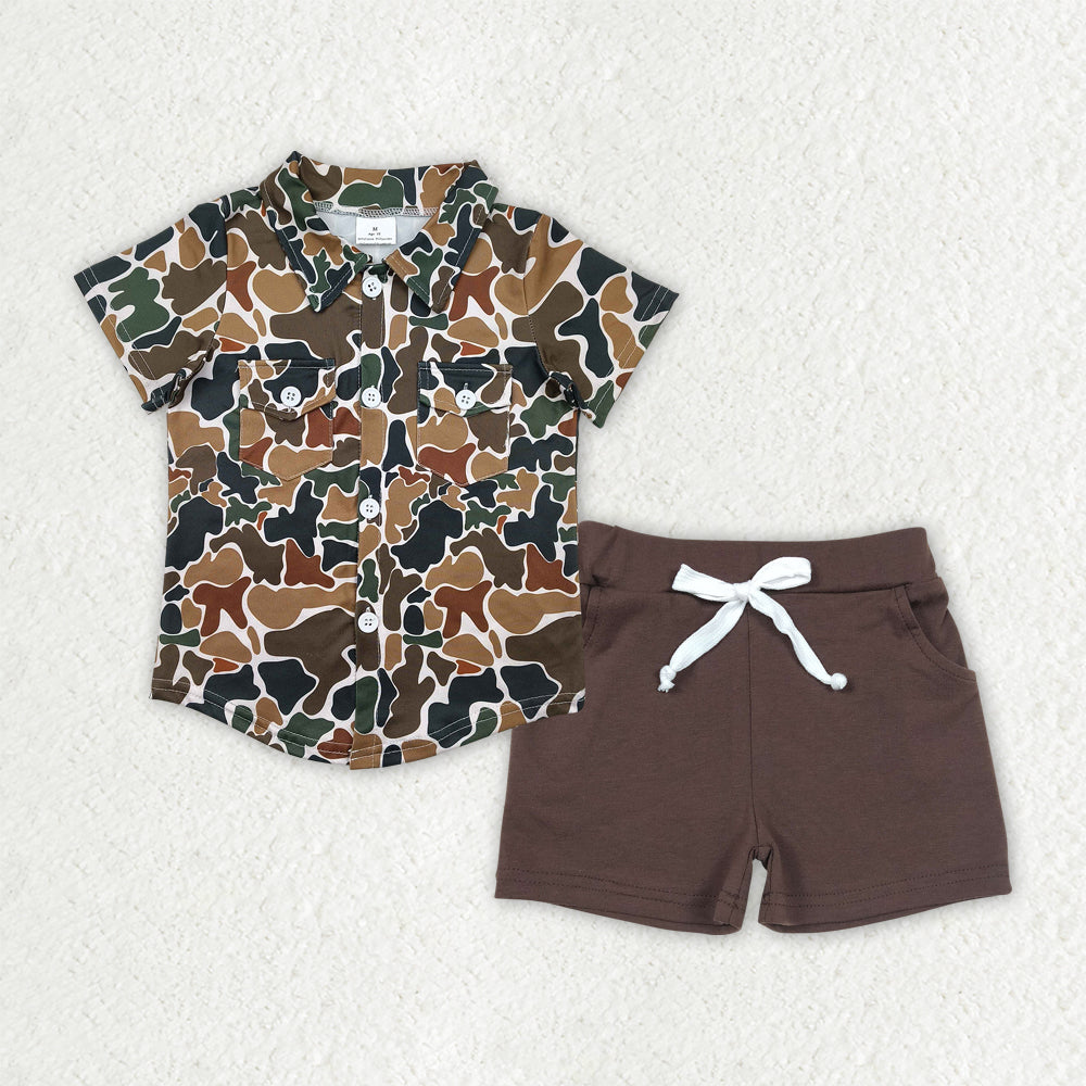 BSSO1513 Baby Boys Camouflage tops summer shorts outfits sets