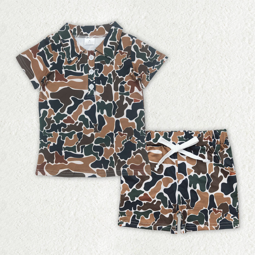 BSSO1522 Baby Boys Camouflage tops summer shorts outfits sets