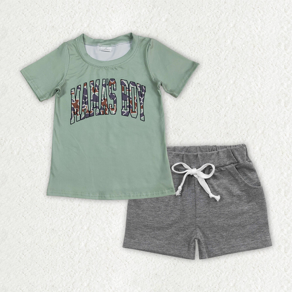 BSSO1542 baby boys clothes mama's boy green summer outfits