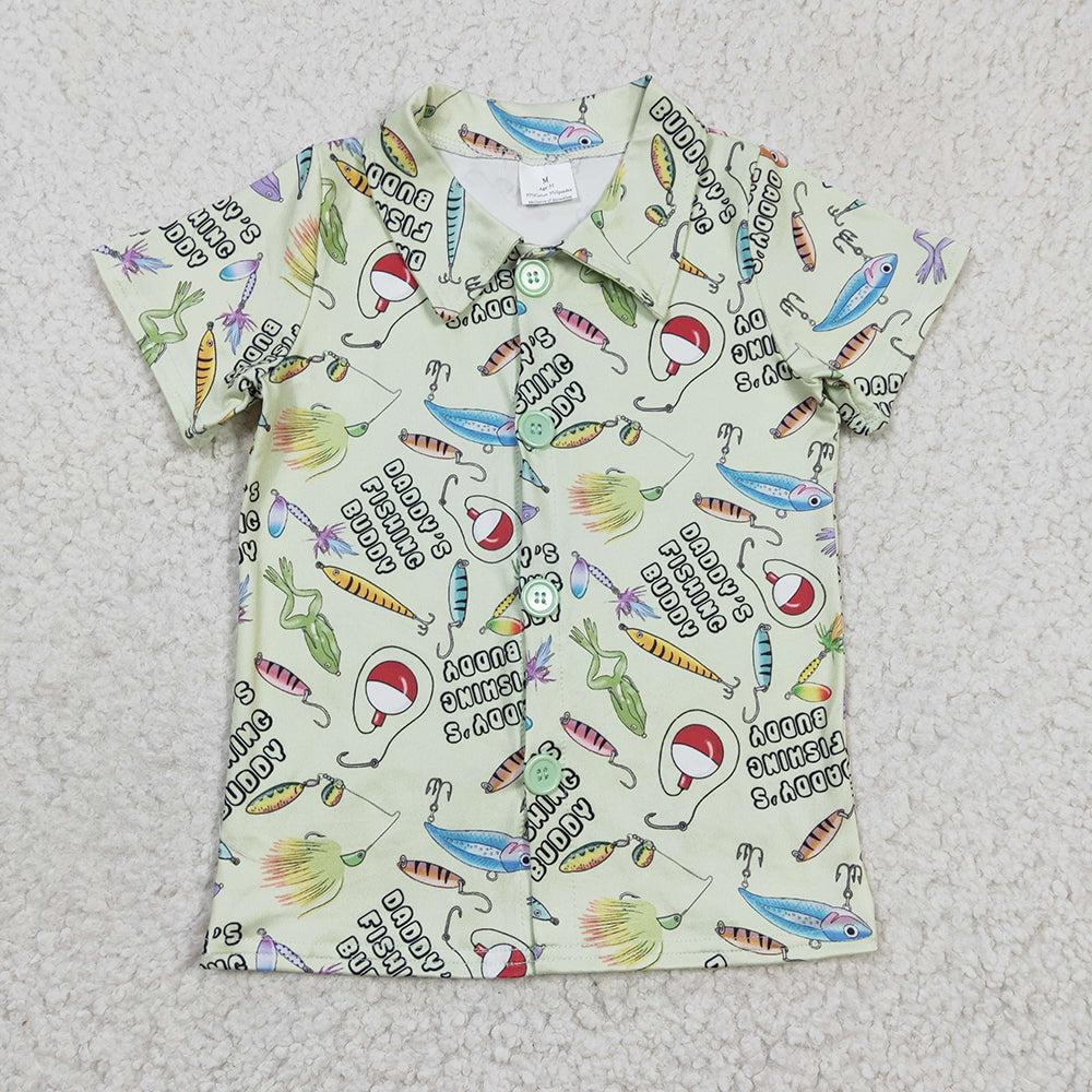 Green Fishing blue boy cool T-shirt BT0125