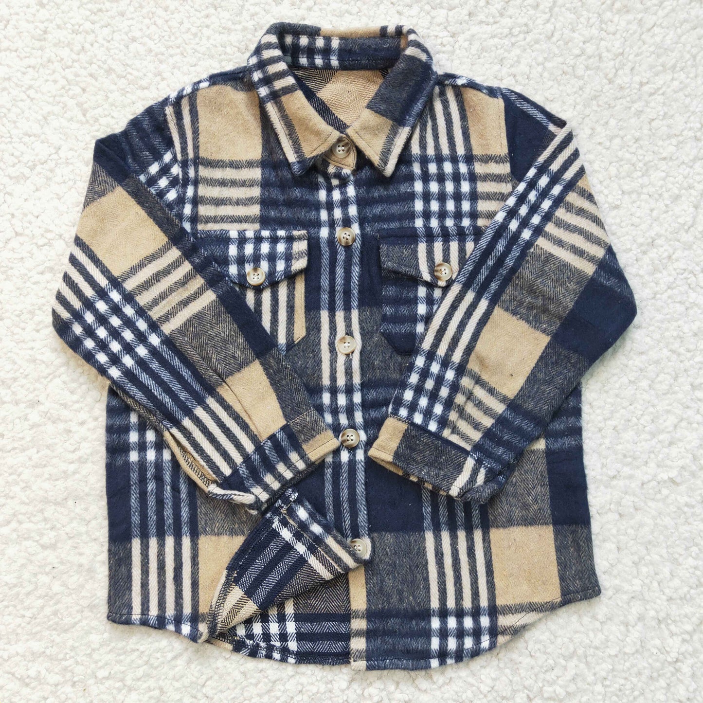 Boys Navy Plaid T-shirts BT0186