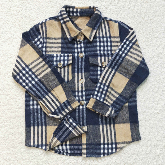 Boys Navy Plaid T-shirts  BT0186