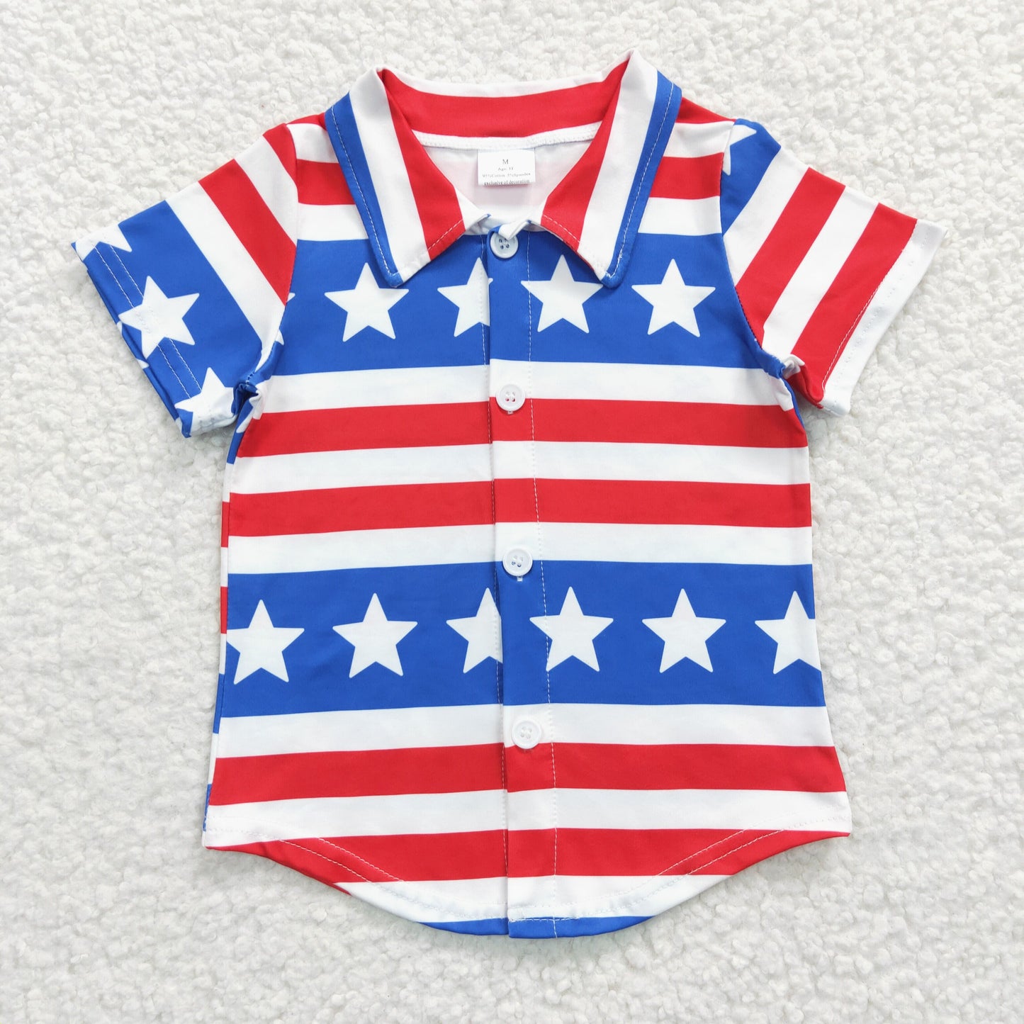 Baby boys 4th of july stars stripes summer buttons tee shirts BT0196