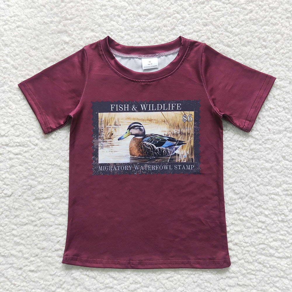 BT0342 Boys Clothes Baby Wine Ducks Summer T-Shirts